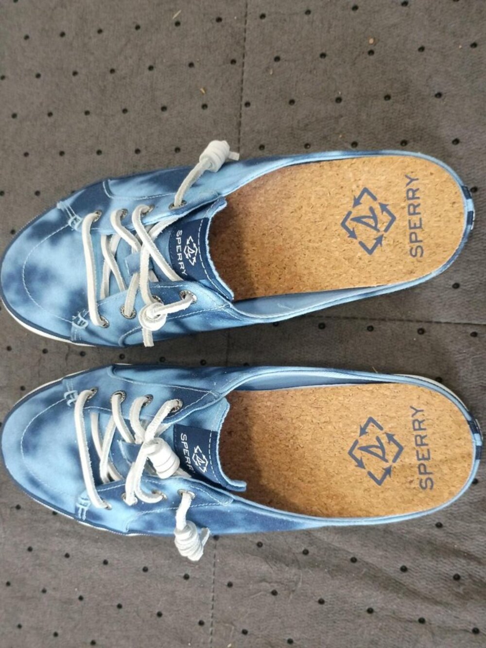 Blue Sperry Boat Shoes White Laces Womens 8.5